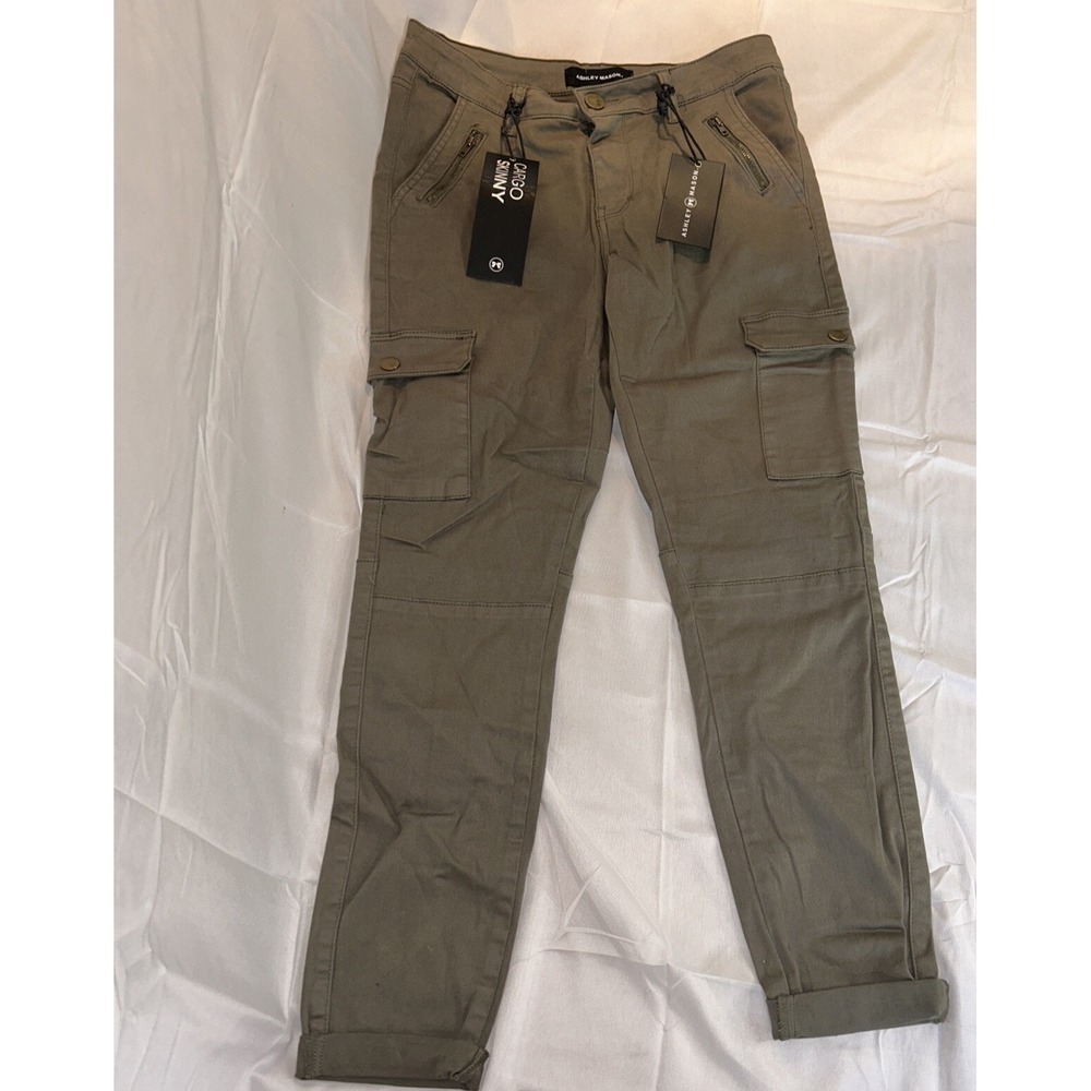 Ashley Mason Jeans Jr Sz 9(29)Army Green Cargo Low Rise Pants 6-Pockets